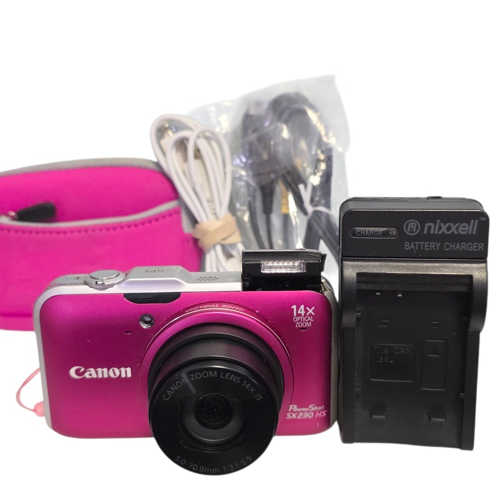 Canon PowerShot SX230 HS 12.1MP Digital Camera PINK Tested Battery Charger Card - Picture 2 of 9